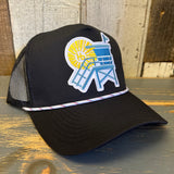 Hermosa Beach LIFEGUARD TOWER High Crown 5-Panel Rope Trucker Hat - Black/White Rope