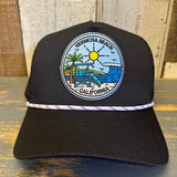 Hermosa Beach SHOREFRONT High Crown 5-Panel Rope Trucker Hat - Black/White Rope