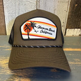 Hermosa Beach RETRO SUNSET High Crown 5-Panel Rope Trucker Hat - Loden Green/Black