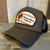 Hermosa Beach RETRO SUNSET High Crown 5-Panel Rope Trucker Hat - Loden Green/Black