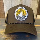 SOUTH BAY SURF (Multi Color Patch) High Crown 5-Panel Rope Trucker Hat - Loden Green/Black