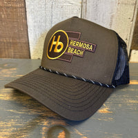 Hermosa Beach THE NEW STYLE High Crown Rope Trucker Hat - Loden Green/Black