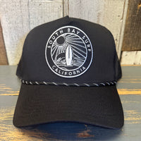 SOUTH BAY SURF (Black Patch) High Crown 5-Panel Rope Trucker Hat - Black