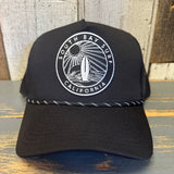SOUTH BAY SURF (Black Patch) High Crown 5-Panel Rope Trucker Hat - Black