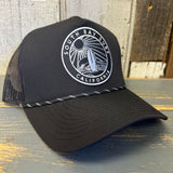SOUTH BAY SURF (Black Patch) High Crown 5-Panel Rope Trucker Hat - Black