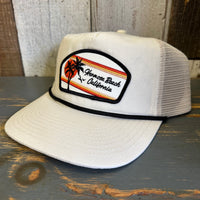 Hermosa Beach RETRO SUNSET Brushed Rope Trucker Hat - Eggshell