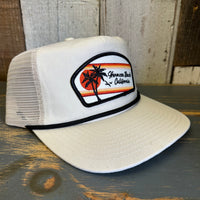 Hermosa Beach RETRO SUNSET Brushed Rope Trucker Hat - Eggshell