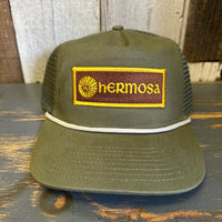 Hermosa Beach AS REAL AS THE STREETS Brushed Rope Trucker Hat - Cactus Green