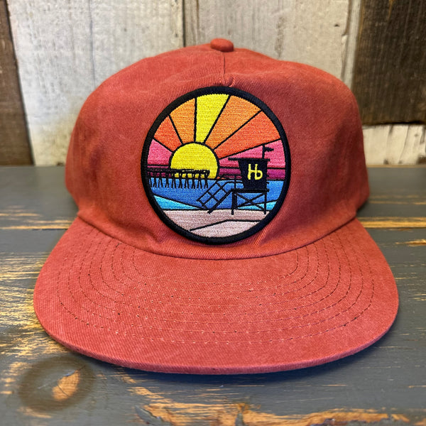 Hermosa Beach RETRO SUNSET Washed Cotton Field Trip Hat - Terracotta