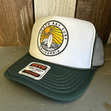 SOUTH BAY SURF (Multi Color Patch) - High Crown Trucker Hat - Dark Green/White