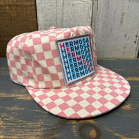 Hermosa Beach OCEAN DRIVE Checkerboard Field Trip™ Hat - Blush Pink/White