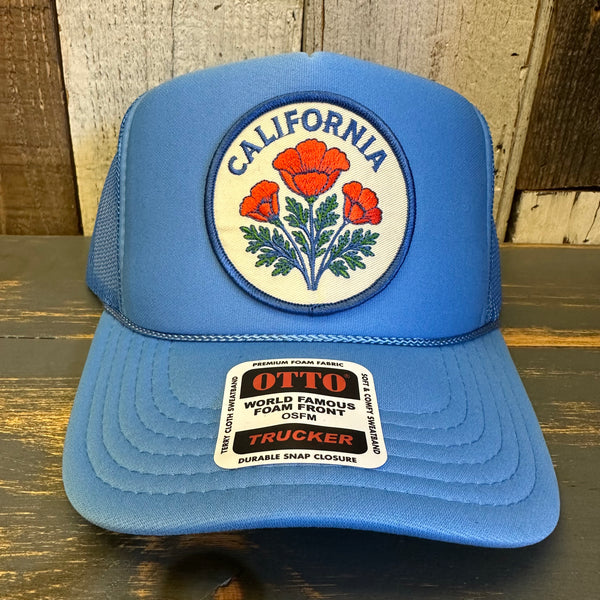 CALIFORNIA POPPY High Crown Trucker Hat - Col. Blue
