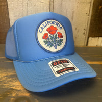 CALIFORNIA POPPY High Crown Trucker Hat - Col. Blue