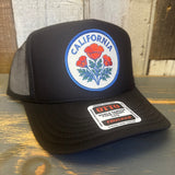 CALIFORNIA POPPY High Crown Trucker Hat - Black (Curved Brim)