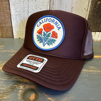 CALIFORNIA POPPY High Crown Trucker Hat - Brown