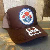 CALIFORNIA POPPY High Crown Trucker Hat - Brown