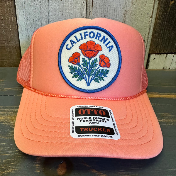 CALIFORNIA POPPY High Crown Trucker Hat - Coral