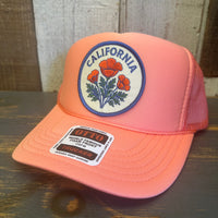 CALIFORNIA POPPY High Crown Trucker Hat - Coral
