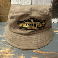 Hermosa Beach ARE YOU ESTABLISHED? Vintage Washed Bucket Hat - Scout Brown