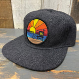 Hermosa Beach OBLIGATORY SUNSET Mid Profile Strapback Hat - Heather Black