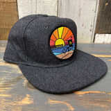 Hermosa Beach OBLIGATORY SUNSET Mid Profile Strapback Hat - Heather Black