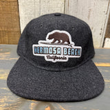 Hermosa Beach SURFING GRIZZLY BEAR Mid Profile Strapback Hat - Heather Black