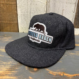 Hermosa Beach SURFING GRIZZLY BEAR Mid Profile Strapback Hat - Heather Black