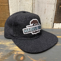 Hermosa Beach SURFING GRIZZLY BEAR Mid Profile Strapback Hat - Heather Black