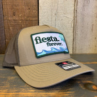 Hermosa Beach FIESTA FOREVER Five-Panel Trucker Cap - Pale Khaki/ Loden Green