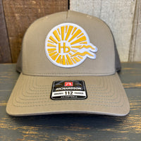Hermosa Beach CLASSIC LOGO PLATE Five-Panel Trucker Cap - Pale Khaki/ Loden Green