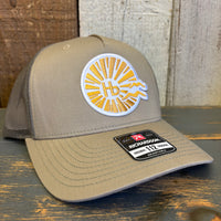 Hermosa Beach CLASSIC LOGO PLATE Five-Panel Trucker Cap - Pale Khaki/ Loden Green