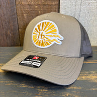 Hermosa Beach CLASSIC LOGO PLATE Five-Panel Trucker Cap - Pale Khaki/ Loden Green