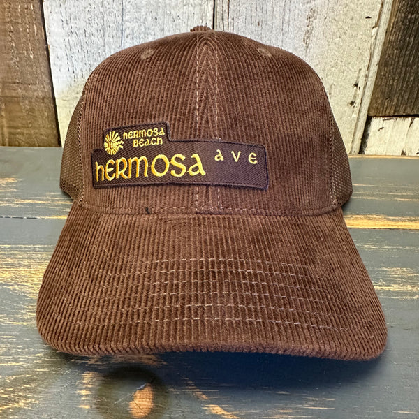 Hermosa Beach HERMOSA AVE 6 Panel Corduroy Trucker Hat - Brown