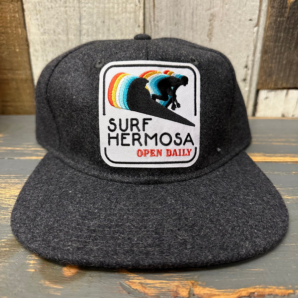 Hermosa Beach SURF HERMOSA :: OPEN DAILY Mid Profile Strapback Hat - Heather Black