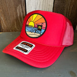 Hermosa Beach OBLIGATORY SUNSETA High Crown Trucker Hat - Red