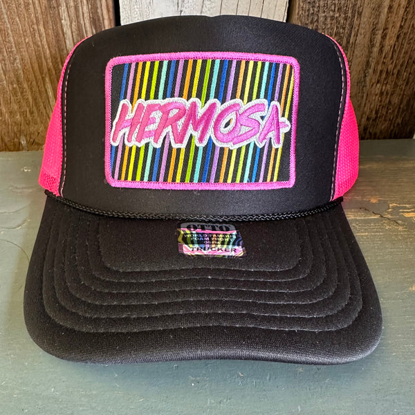 Hermosa Beach HERMOSA '84 High Crown Trucker Hat - Black/Pink/Black (Copy)