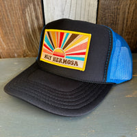 Hermosa Beach MUY HERMOSA High Crown Trucker Hat - Neon Blue/Black