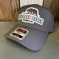 Hermosa Beach SURFING GRIZZLY BEAR - 6 Panel Low Profile Baseball Cap - Charcoal Grey