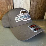 Hermosa Beach SURFING GRIZZLY BEAR - 6 Panel Low Profile Baseball Cap - Charcoal Grey