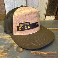 Hermosa Beach PIER AVE Premium Cork Trucker Hat (Military Green)