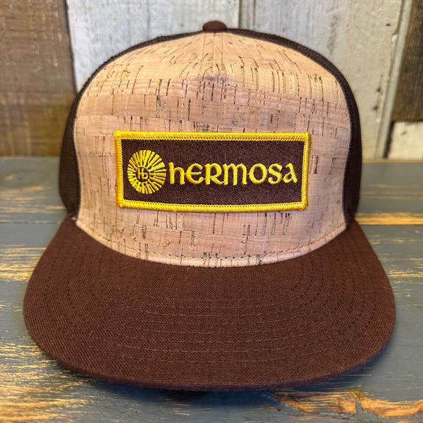 Hermosa Beach AS REAL AS THE STREETS Premium Cork Trucker Hat (Brown)