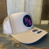 Hermosa Beach SKATEBOARDING WAS NEVER A CRIME! High Crown Trucker Hat (Khaki)