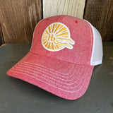Hermosa Beach CLASSIC LOGO 6 Panel Low Profile Mesh Back Trucker Hat - Red/White