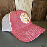 Hermosa Beach CLASSIC LOGO 6 Panel Low Profile Mesh Back Trucker Hat - Red/White