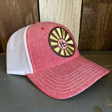 Hermosa Beach SUNBEAMS 6 Panel Low Profile Mesh Back Trucker Hat - Red/White