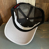 Hermosa Beach RETRO SUNSET 6 Panel Low Profile Mesh Back Trucker Hat -Black/ Heather Gray