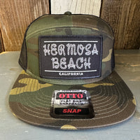 Hermosa Beach ROPER 7 Panel Mid Profile Trucker Snapback Hat - Camo/Black