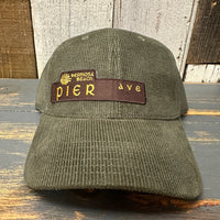 Hermosa Beach PIER AVE 6 Panel Corduroy Trucker Hat - Olive