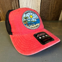 Hermosa Beach SHOREFRONT 6 Panel Low Profile "OTTO COMFY FIT" Trucker Hat - Red/Black