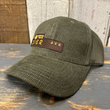 Hermosa Beach PIER AVE 6 Panel Corduroy Trucker Hat - Olive